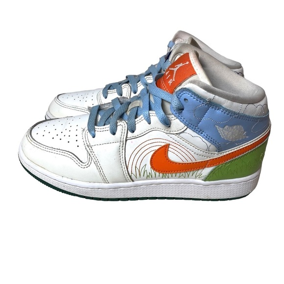 Nike Air Jordan 1 Mid SE GS Size 6.5Y 'STITCH'‎ Sail/Orange DX2462-100 - Picture 4 of 14